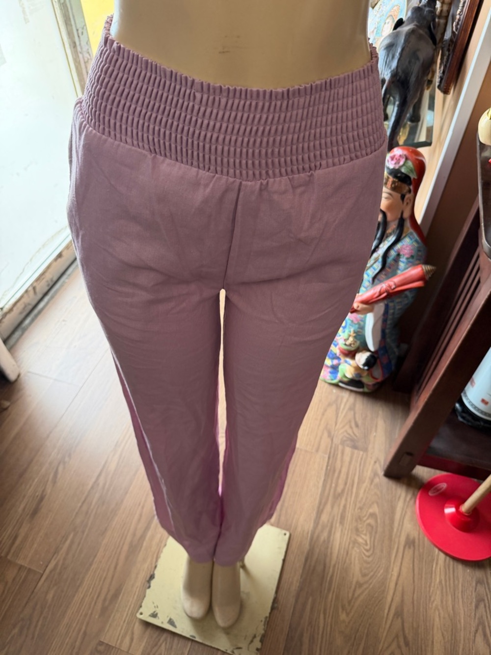 Love Tree Mauve‎ Smocked Waist Lightweight Pants